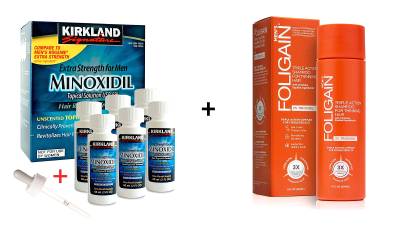 Kirkland 5% ( 6 ) + Foligain triple action shampoo USA ( 2%)